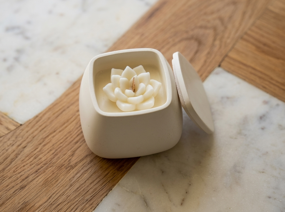 Интерьерная свеча-шкатулка Цветущий кактус