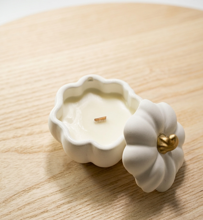 Интерьерная свеча-шкатулка Тыква