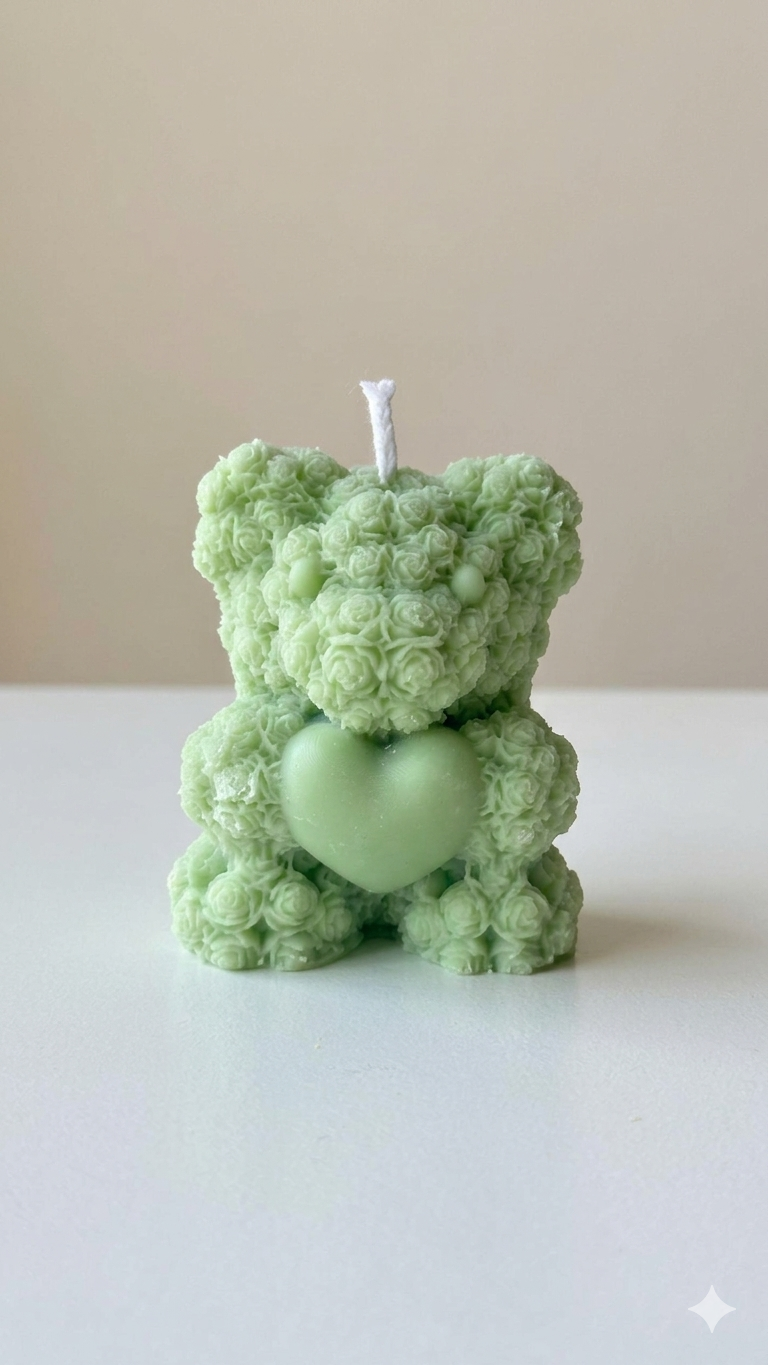 Интерьерная свеча Мишка с сердцем